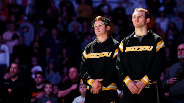 No. 7 Missouri Wrestling junior Keegan O'Toole (No. 1, 165)  and redshirt senior Peyton Mocco (No. 10, 174).